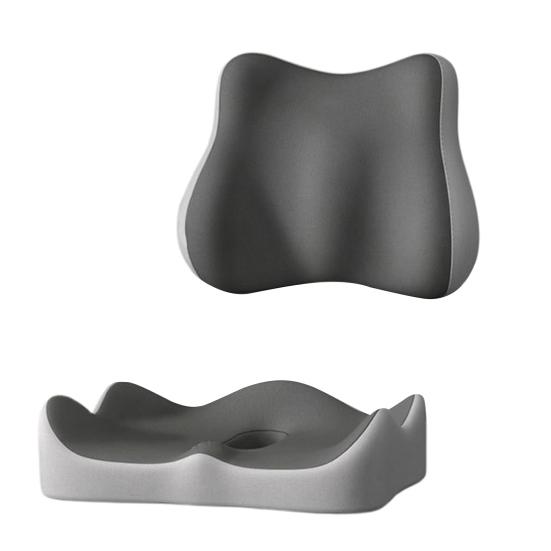 Coussin d'Assise avec Dossier Séparé Coussin en Mousse à Mémoire de Forme avec Soutien Dorsal Coussin de Chaise de Bureau pour Soulagement de la Sciatique Soutien Lombaire Utilisation pour Voyage en Voiture