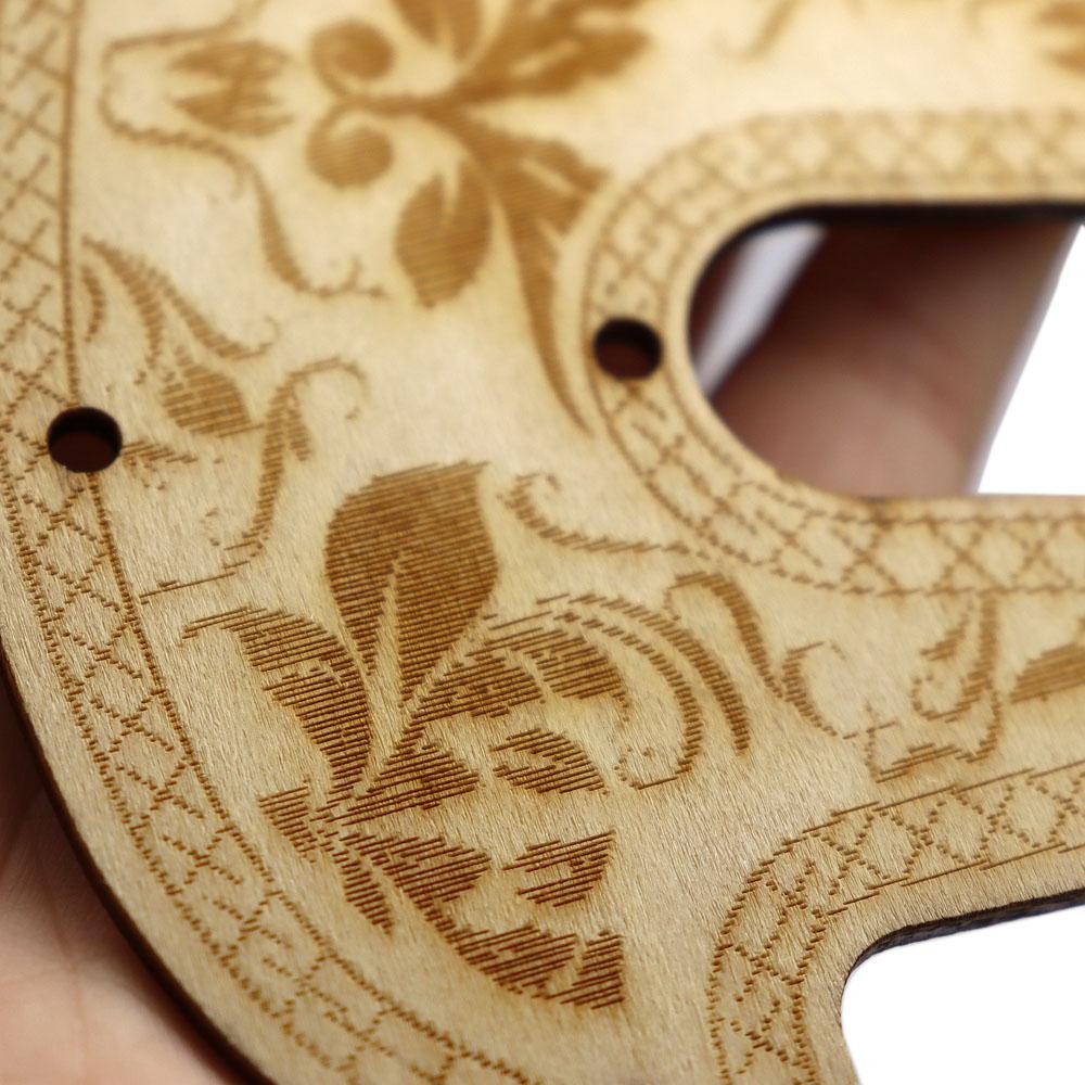 1Pcs Guitar Pickguard 11 Hole Sss Linden Wood With Decorative Flower Pattern For St Electric Guitars