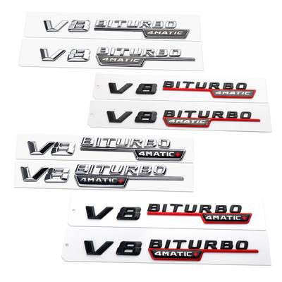 2ks ABS Car Sie Karoserie Nálepka na ozdobu blatníku pro V8 BITURBO 4MATIC TURBO 4MATIC+ Emblém GLK GLA CLA