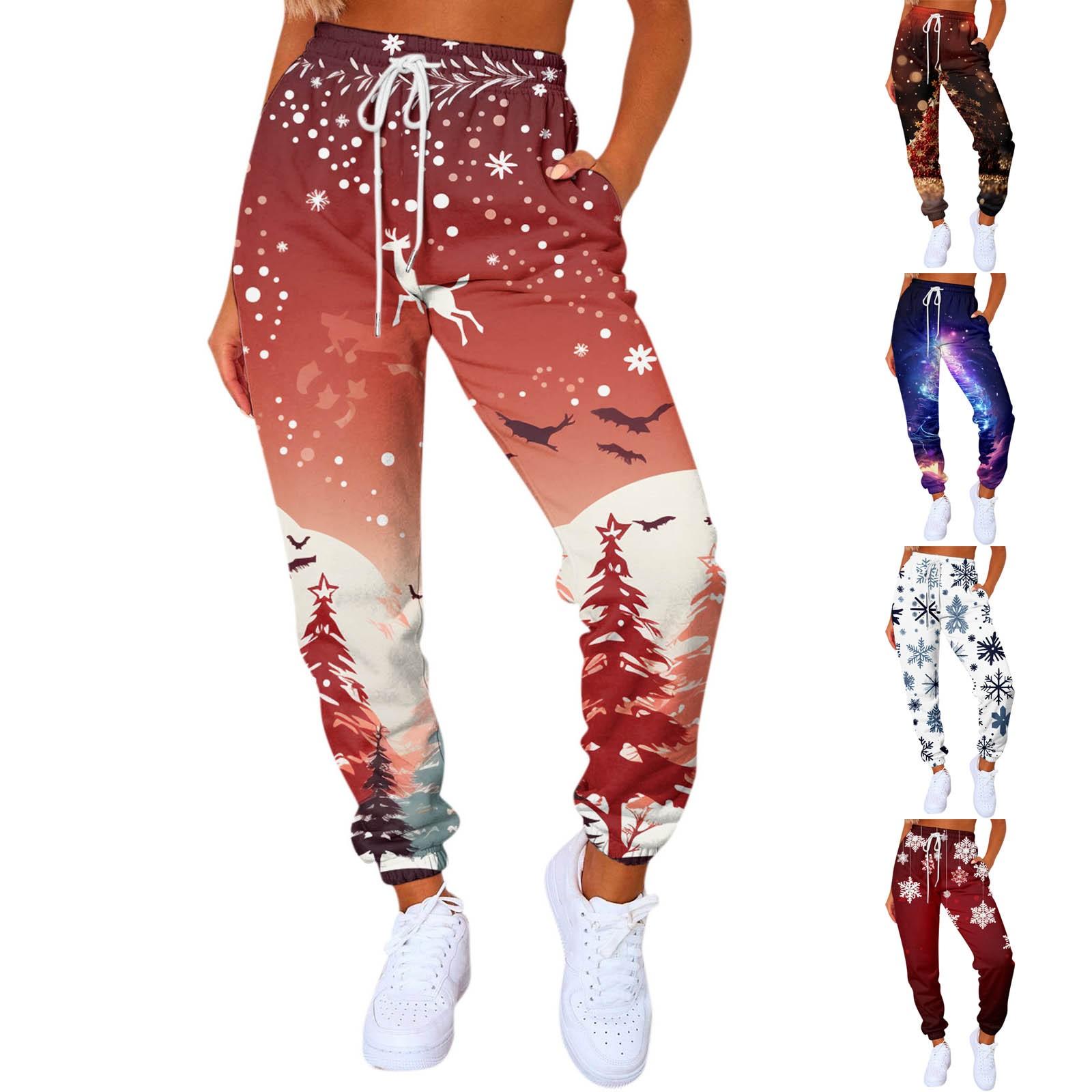 

Женские модные спортивные повседневные спортивные штаны с карманами и шнурком с принтом