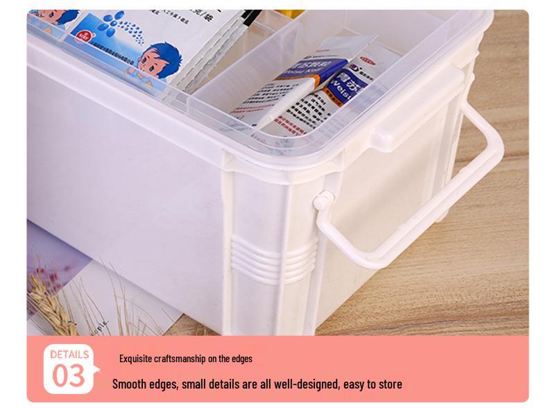 Extra Large Double-Layer Handheld Medicine and First Aid Storage Box