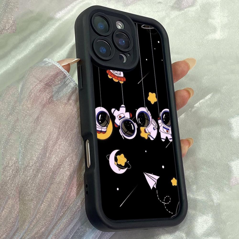 JT236 Exploring the Universe with a Cute Cartoon Astronaut for iPhone 17 16 Pro Max Samsung S26 Ultra A17 A16 A07 A56 Xiaomi 15T Redmi 15c Soft Case