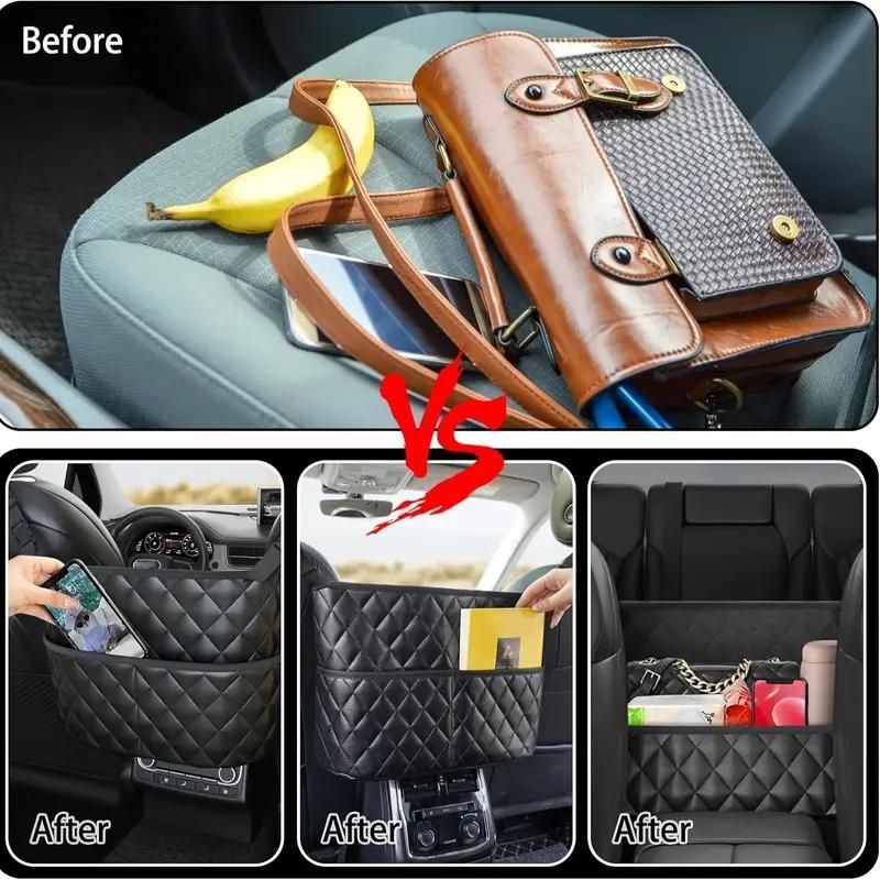1pc Car-mounted Storage Bag Car Seat Hanging Handbag Holder  Tissue Storage Bag PU Leather Storage Bag Large Capacity Storage Bag