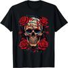 Rose Skelett Schädel Hand Rote Blume Rose T-Shirt