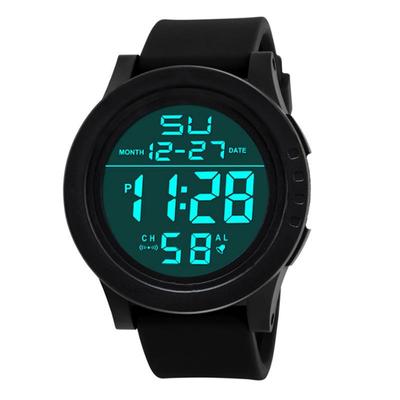 Men's Silicone Sports Watch: Large Dial, Multifunctional, Waterproof, with Cold Light Display.