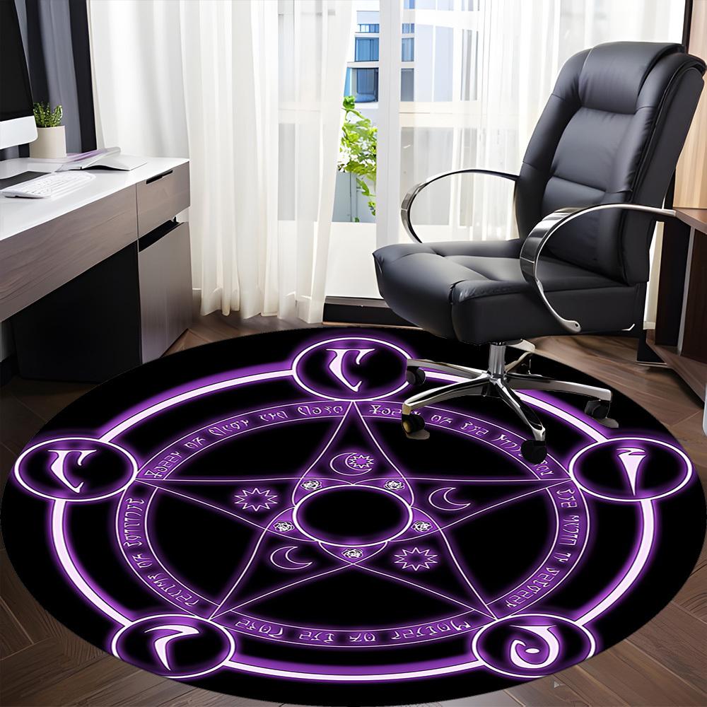 1pc Witchcraft Magic Office Round Area Rug,  Mat Suitable ForOffice, Under Office Chairs Bedroom Living Room Home Decor, Room Deco