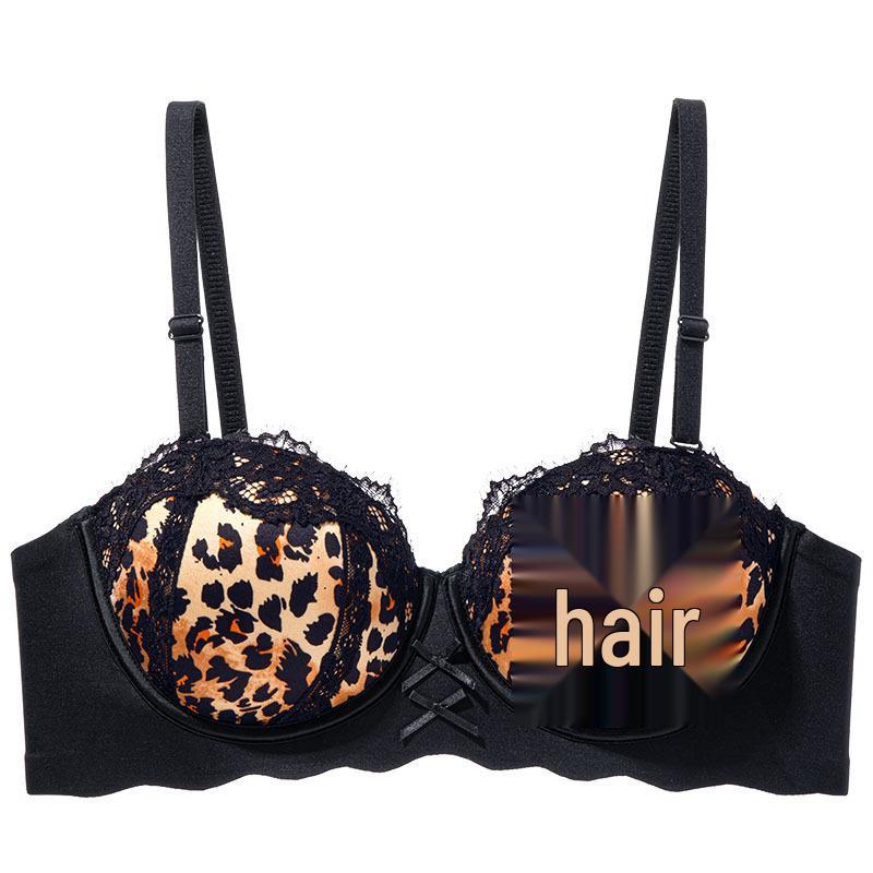 Leopard Print Strapless Lift Bra with Adjustable Underwire for Small Busts