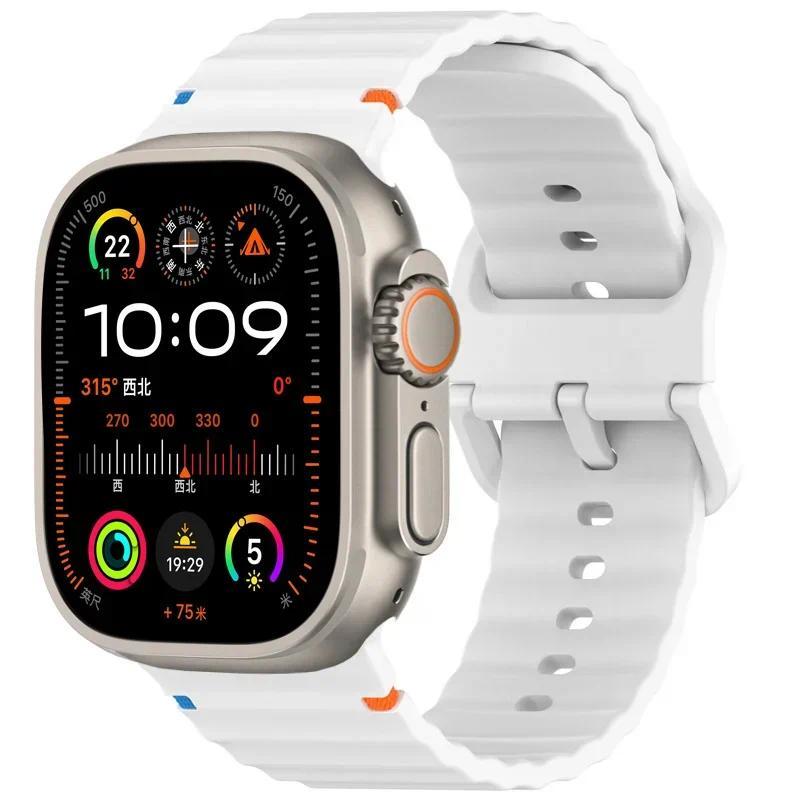 Silicone Strap For Apple Watch Series 10 46mm 42mm Sport Bracelet For Iwatch 10 9 8 7 6 45mm 42/44/40mm 38mm Correa Wristband