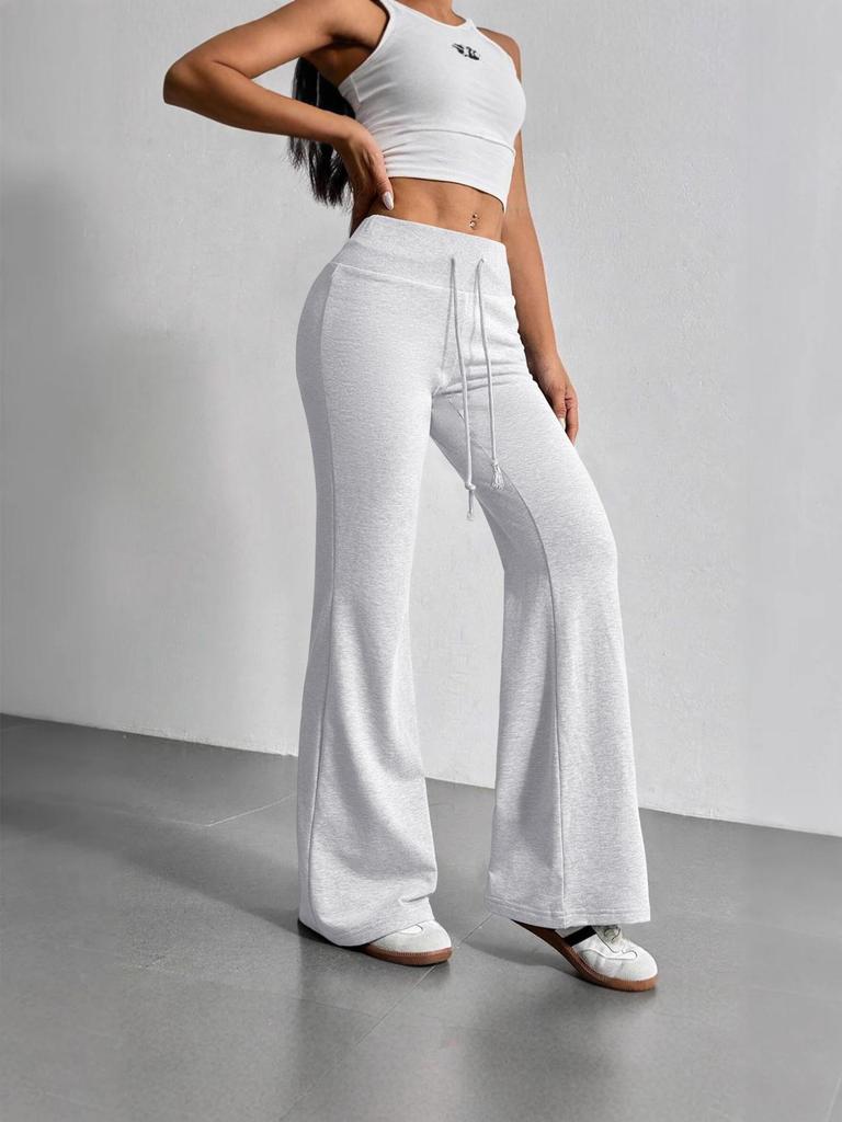 2025 Autumn European & American Women's High Waist Drawstring Flare Pants