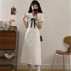 Large Size French College Style Short-sleeved Dress Female Slightly Fat Mm Summer Gentle Wind Doll Collar Thin Temperament Long Dress