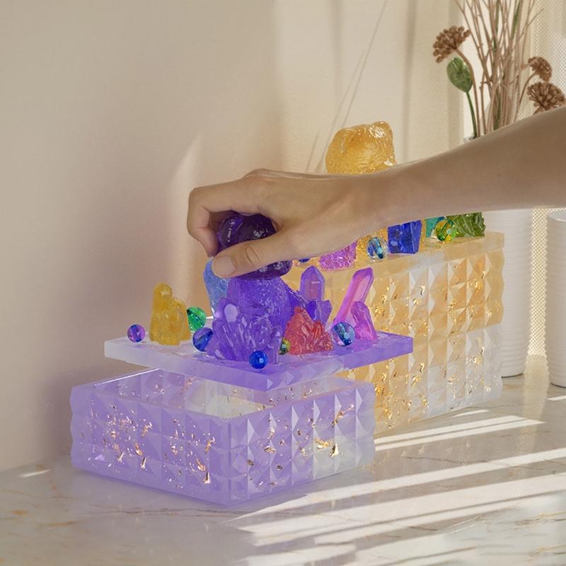 Square Rectangular Container Resin Molds Storage Box Mold Silicone Organizer Mold for DIY Epoxy Resin Trinkets Holder