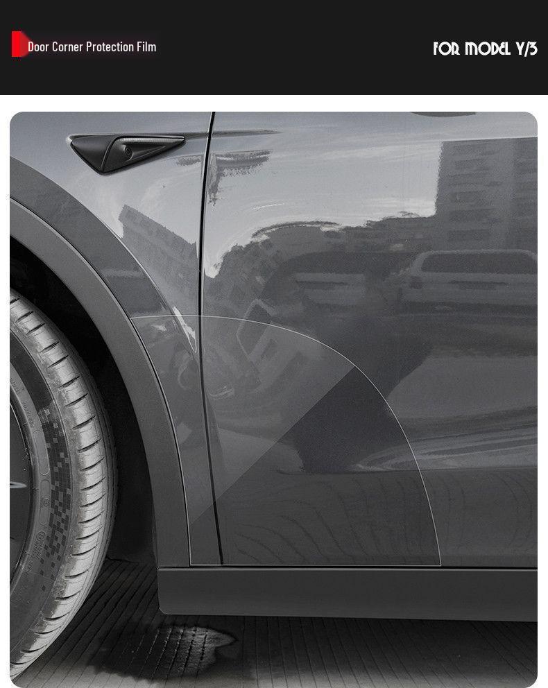 Model Y3 Car Door Corner Tint & Side Skirt TPU Anti-Scratch Film for Paint Protection.