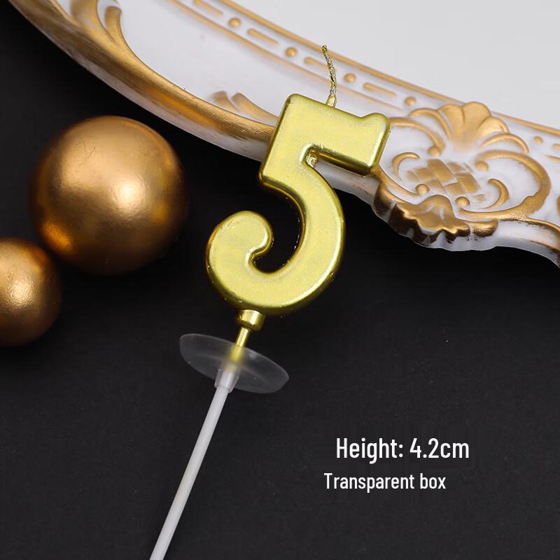 Golden Number 5 Birthday Candle