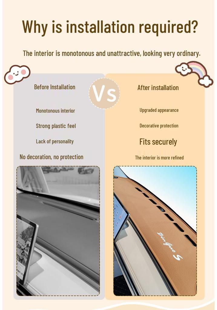 Bingguo S Car Sunshade: Fits 25 Models - Interior Sun Protection, Anti-Slip Dashboard Mat, Light-Blocking, Decorative Modification.