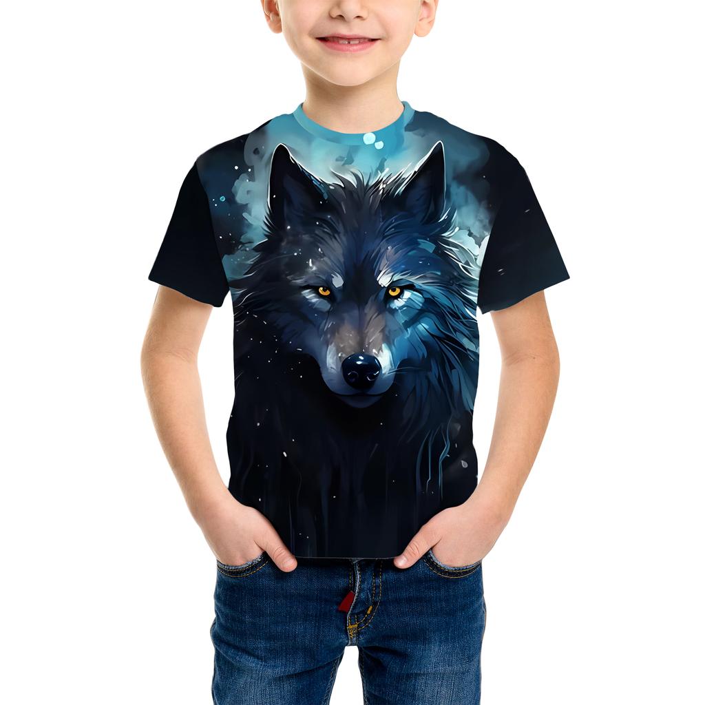 Summer Kids T-shirt Fashion Tiger Dinosaur Graphic 3D Print Kids Short Sleeves T-Shirt Loose Casual Outdoor Boy and Girl Tees Tops