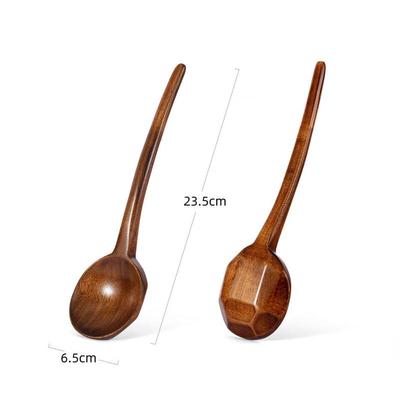 ZISIZ Japanische Holzlöffel mit langem Griff und Schildpattmuster