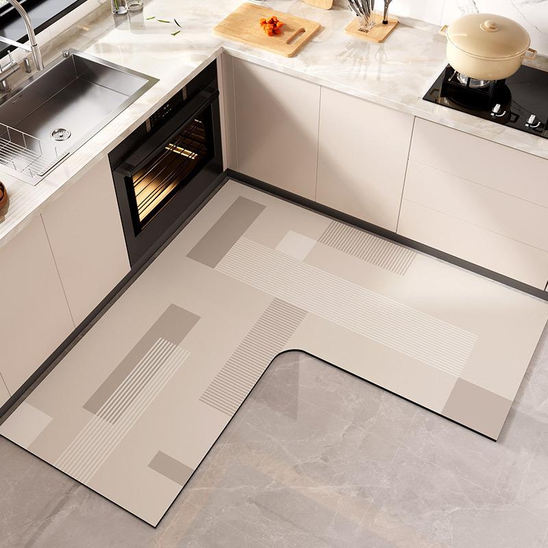 100*100CM L-förmige Kieselgur Eckwasserabsorbierende Bodenmatte, Haushalt Wasserabsorbierend, Ölabsorbierend und Rutschfest Küchenmatte