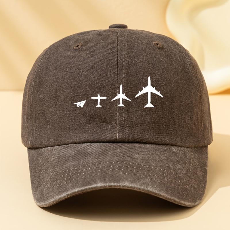 Retro airplane print baseball cap, unisex dad hat suitable for outdoor sports, camping, and casual wear, airplane pattern