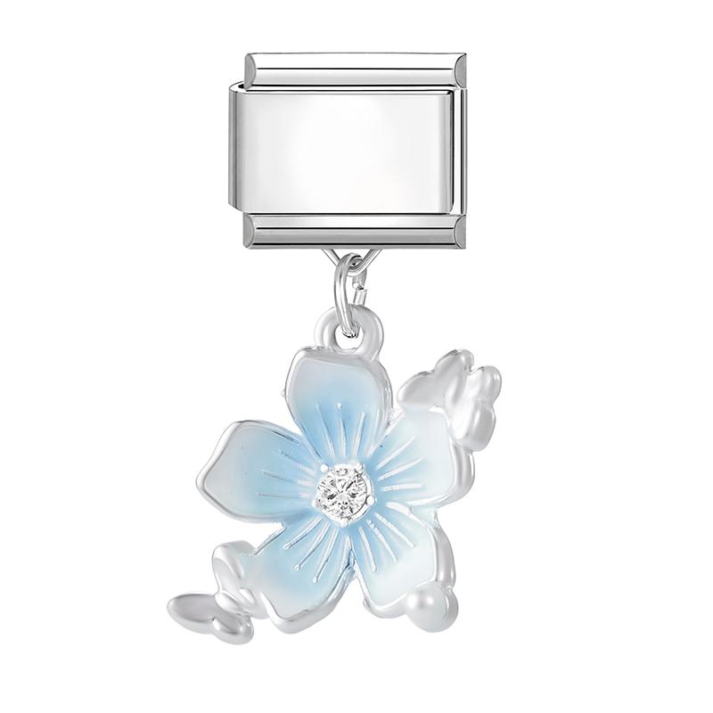Glitter Bow Cat Butterfly Crab Star Flower Pendant Italian Charm Links Fit 9mm Stainless Steel Bracelet Women DIY Making Jewelry