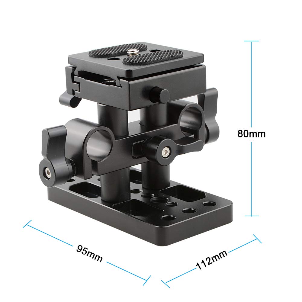 CAMVATE Universal Base Plate (for Arca-Swiss Compatible) with Adjustable Height and 15mm Rail Rod Support System for Stabilization