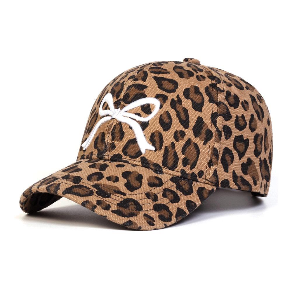 

Casual Leopard Print Baseball Cap Adjustable Breathable Y2K Hat Embroidery Butterfly Wide Brim Hat коричневый