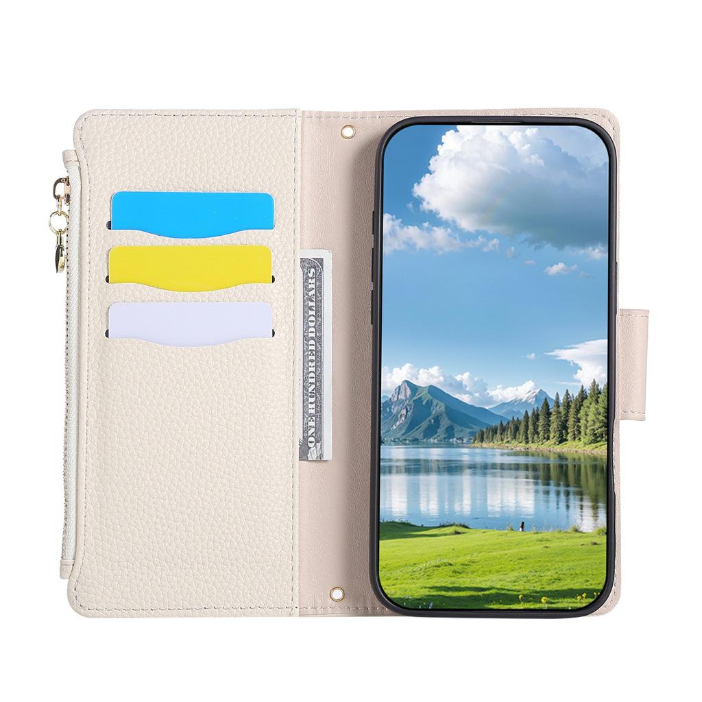 For Google Pixel 9 Pro XL Case Zipper Wallet Leather Phone Cover with Wrist Strap