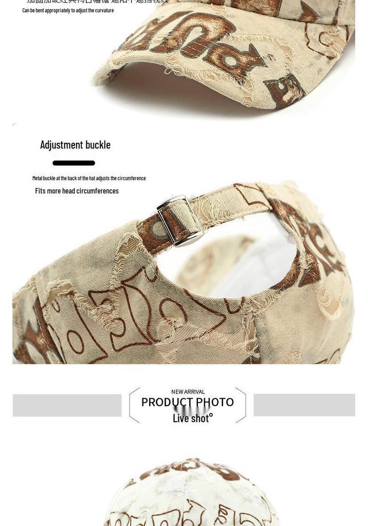 Spring Distressed Duckbill Baseball Cap - Versatile Streetwear Hat for Men & Women, Casual Sun Protection.