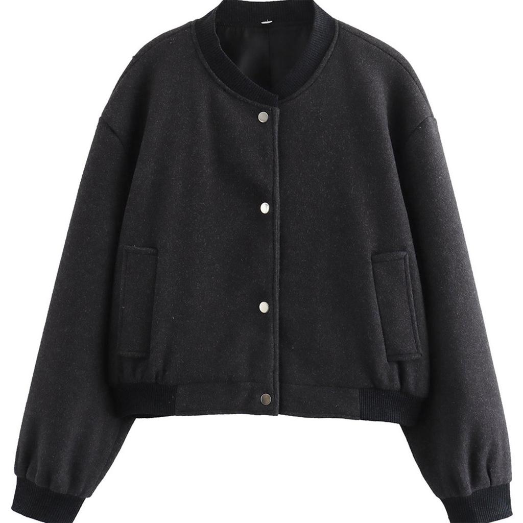 Ladies' Solid Color Fashionable Pocket Long Sleeved Zipper Casual Top  Jacket Jacket