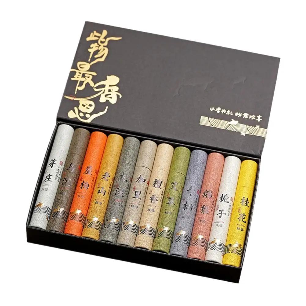 

12-Flavors Tasting Incense Stick Gift Box - Home, Yoga Puriying Meditation, Odor Zen Removal, Incense Linear Soothing, Natu N6I0 чорний