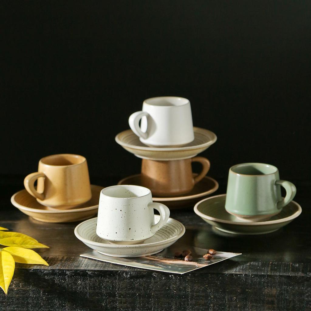 Exquisite Japanese Ceramic Espresso Cup and Saucer Set, 90ml Capacity
