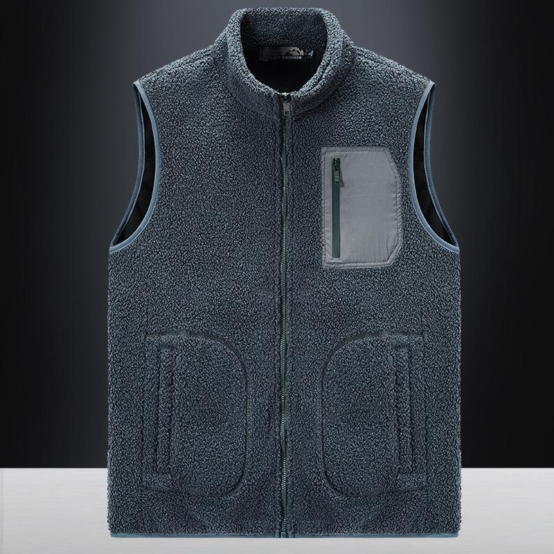 

Жилет из полар-флиса мужской осенне-зимний для активного отдыха и досуга, жилет со стойкой, жилет из флиса тедди без рукавов XXL темно серый