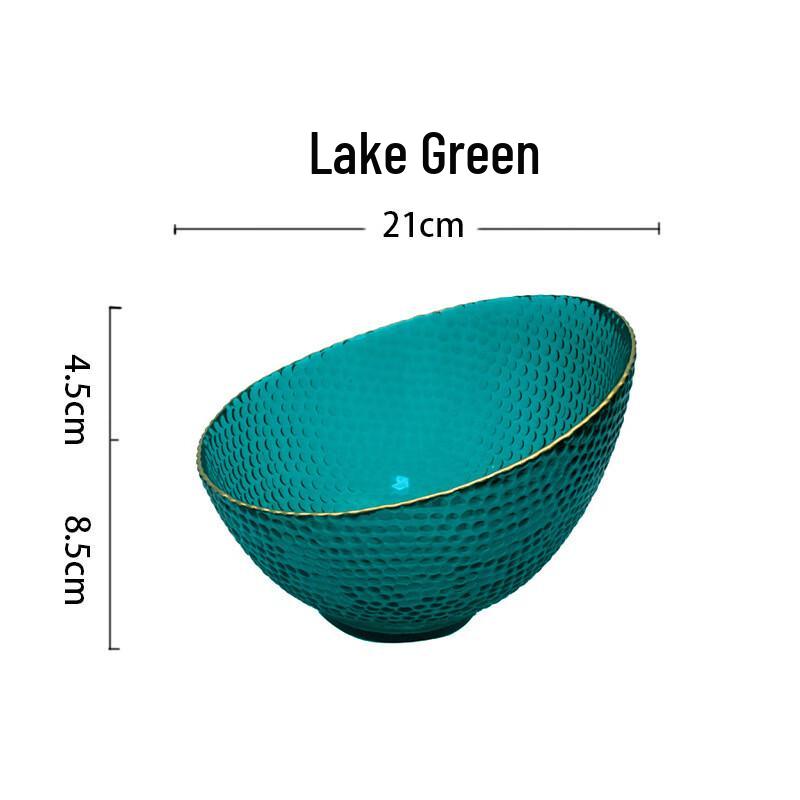 Light Luxury Gold Rim Glass Slanted Fruit Bowl