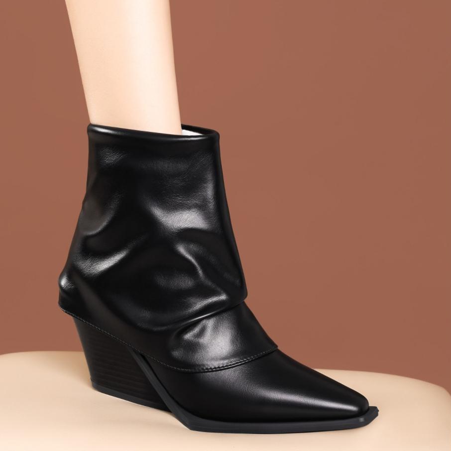 Fashion Women Boots Trend Outdoor Pointed Toe Ankle Boots Women Sexy Leather Shoes Woman Brand Designer Fashion Shoes Goth Chelsea Boots