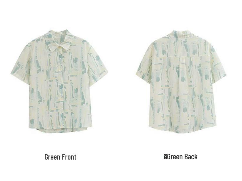 Hong Kong-Inspired Ink Wash Sun Protection Short Sleeve Shirt for Women