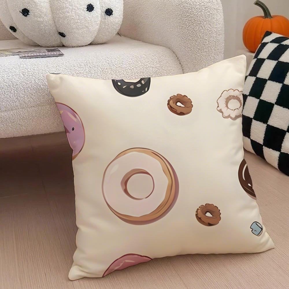 Donut Cushion Cover Linen Pillow Case Soft Breathable Protective Couch Room Decoration
