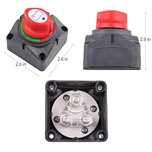 Car Battery Disconnect Switch 48V 24V 12V Cut Off 2 Position 2 Pin M10 275A Battery Connection Switch for Marine Boat