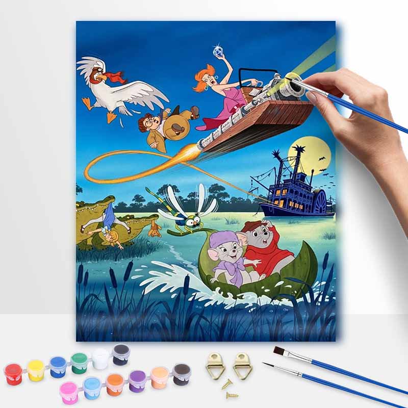 Disney Oil Painting Kit, The Great Mouse Detective Hand Painting Canvas DIY Home Decor 20x30cm