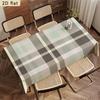 2D Flat Banner Tablecloth 2D Plane 1pc Rectangular Party Tablecloth, Soft Sage Brown Plaid with Polka Dot And Grid Texture, Suitable for Kitchen Indoo