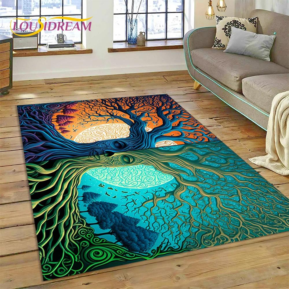 Tree of Life Nature Viking Yggdrasil Norse Carpet Rug for Bedroom Living Room Home Sofa Decoration,Child Large Decor Floor Mat