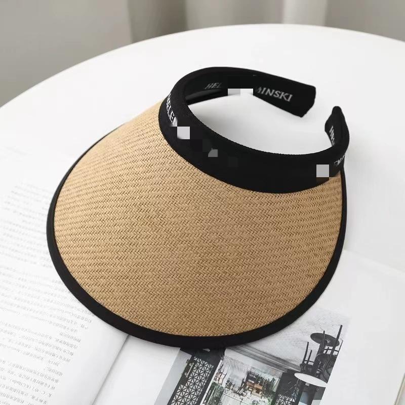 Summer New Korean Version Sunscreen Hat Vinyl Empty Top Sun Hat Face Covering Small Sun Hat Fashionable Versatile Women's Straw Hat