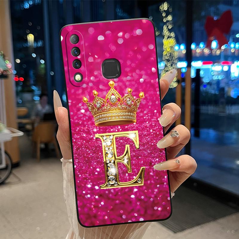 Beautiful A To Z Letter Crown Casing For Infinix S4 Smart3 Plus X626 X267 Case Black Soft Silicone Shockproof Shell