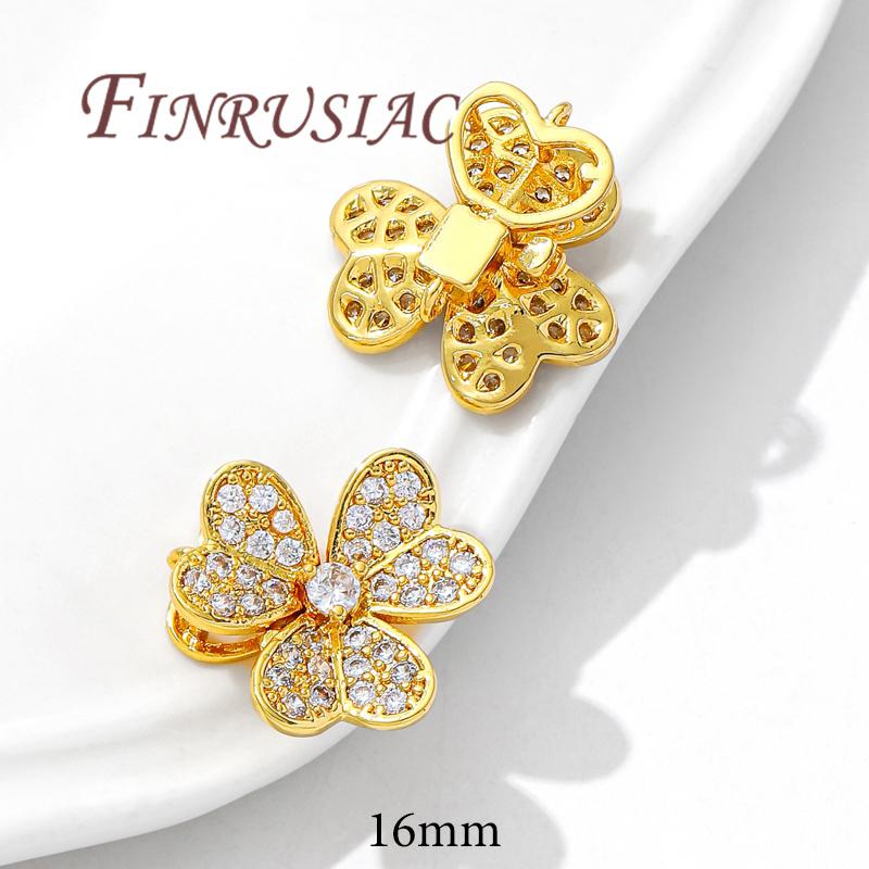 

18K Gold Plated Brass with Zircon Flowers Charms Connector For Jewelry,DIY Necklace/Bracelet Accessories,Jewelry Making Supplies 1 pcs