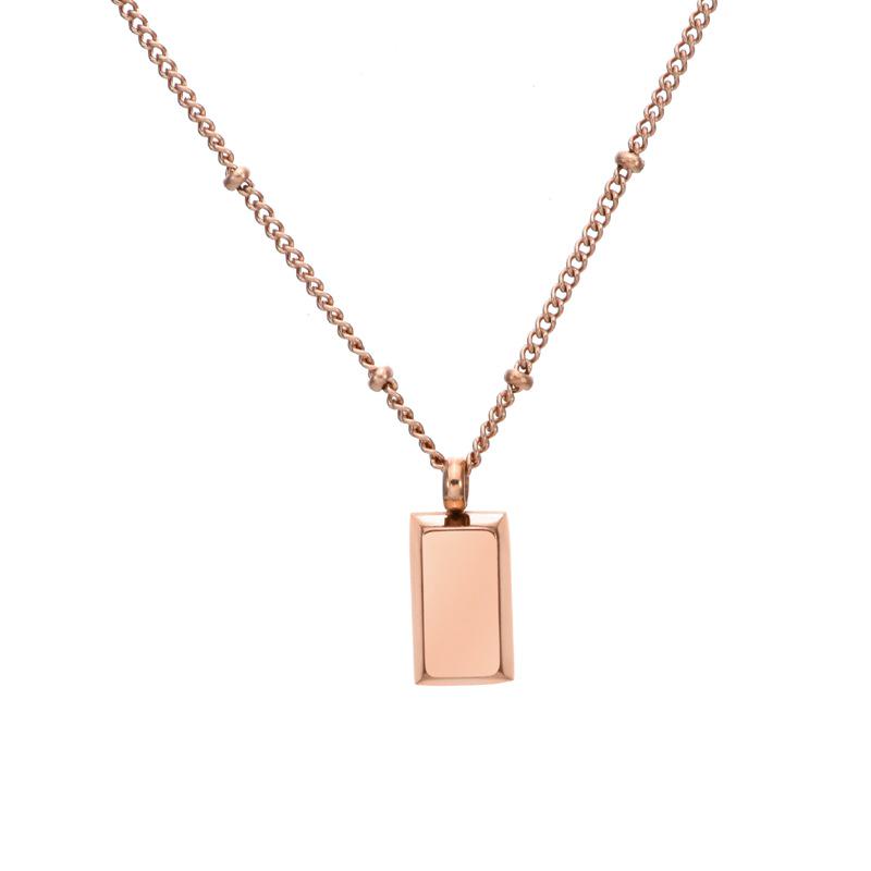 18K Gold-Plated Titanium Steel Necklace: Colorfast Geometric Square Pendant on Internet Celebrity Bead Chain