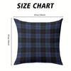 Navy Plaid Square Jacquard Pillow Cover for Sofa Office Waist Cushion Cover Home Decorative Pillowcase