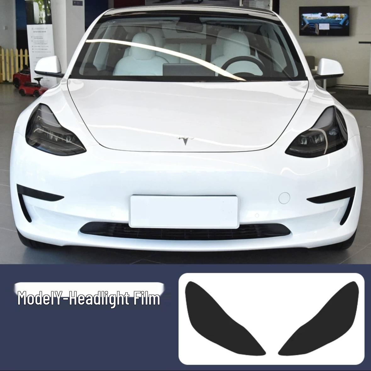 

Tesla Model S X Smoked Headlight & 3Y Taillight Film Protection Sticker - Black Warrior TPU One-pack