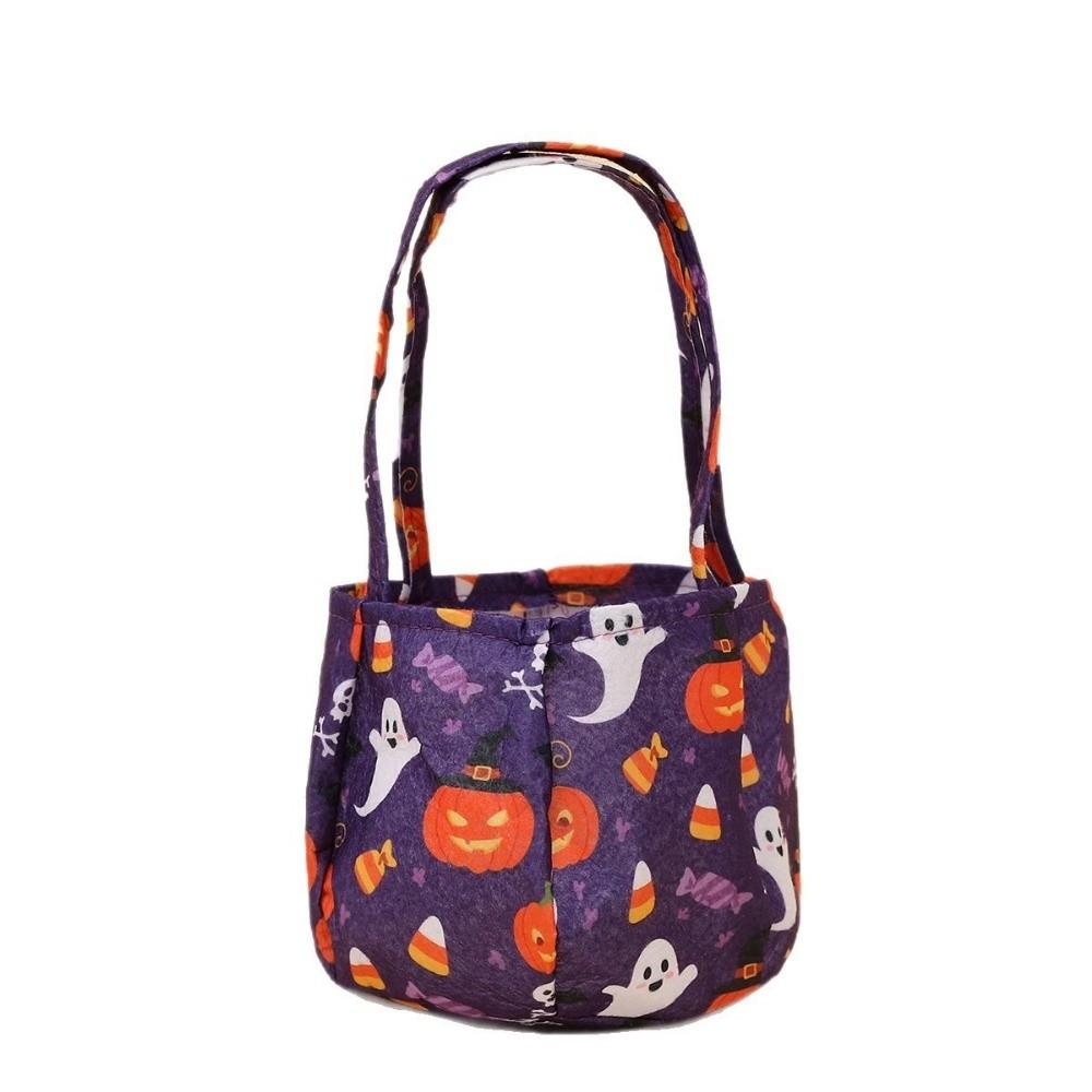 Portable Candy Bucket Non-Woven Pumpkin Candy Bucket Creative Trick-or-Treat Bag Trick or Treat