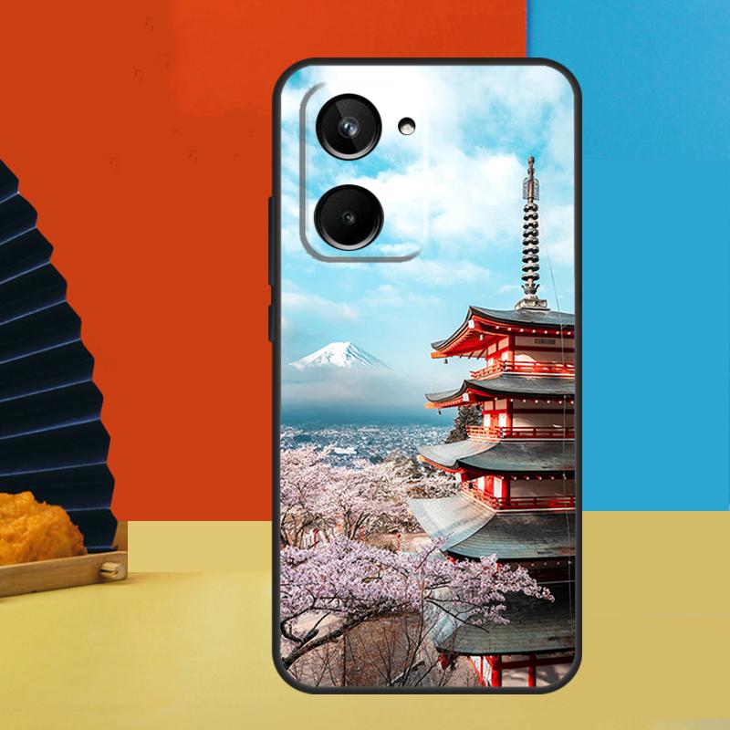 Japanese Art Temple Sakura For Realme 15 Pro 14 12 11 10 13 Pro Plus C65 C67 C63 C61 C55 C51 C53 C35 C75 GT6 GT7 Case