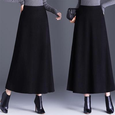 Women's A-line Cashmere Midi Skirt: Slimming, Thickened, Large Hem - 2025 Autumn/Winter Collection
