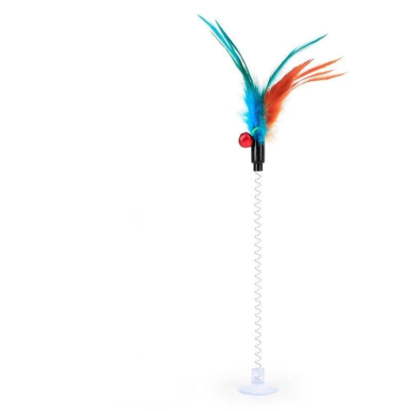 

Cat Interactive Toy with Sucker Spring Feather Plush Funny Kitten Pet Toy Random Color Interactive Cats Toys