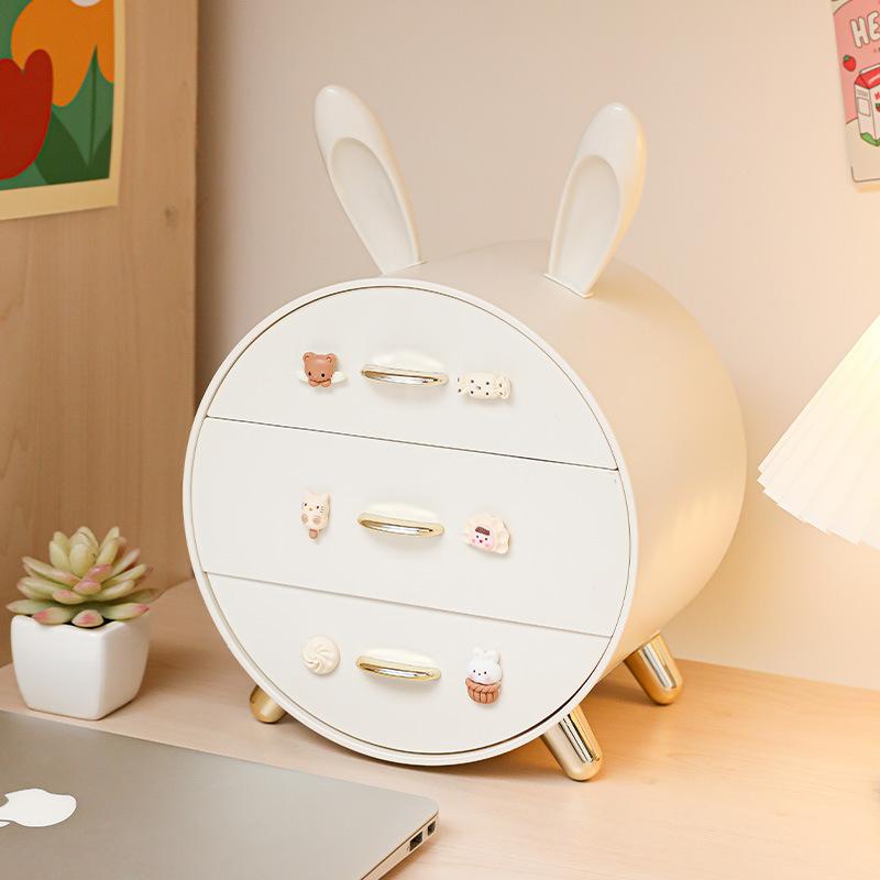 Graffetta per capelli da bambino con coniglietto, organizer da scrivania, cassetto multistrato, scatola portaoggetti per cosmetici da dormitorio per studenti